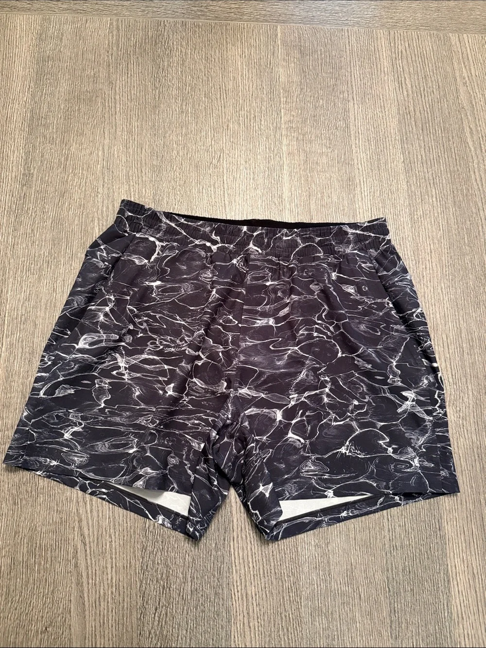 lululemon athletica Black Marble-Effect Swim Trunks